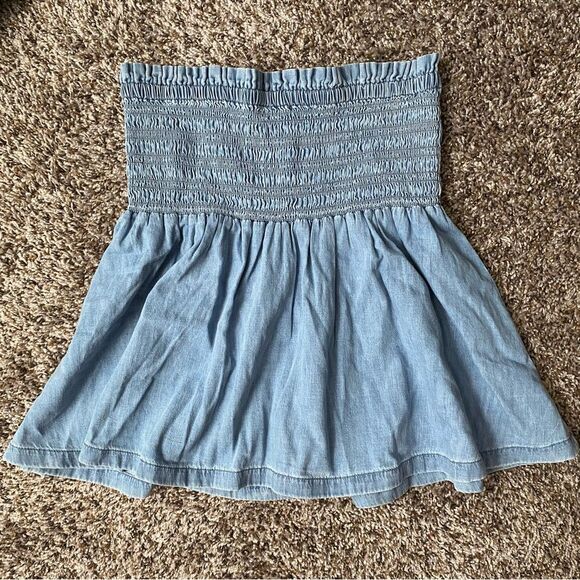 Gap Lyocell Smocked Denim Mini Skirt With Washwell In Medium Wash NWT - Picture 1 of 7